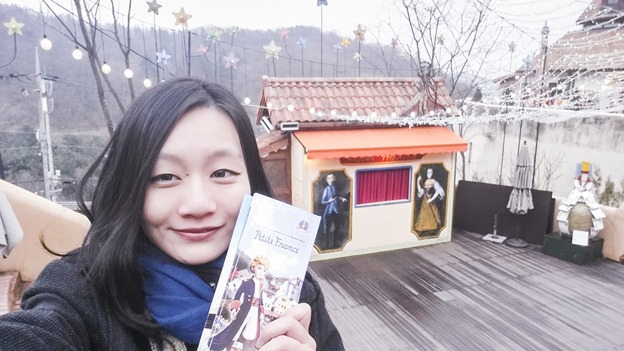 Selfie with brochure at Le Petit France, Gapyeong, South Korea.