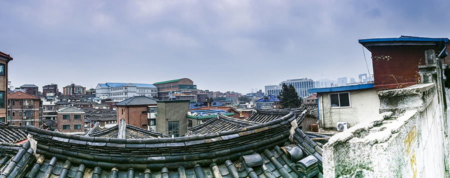 Panoramic view of Bukchon, South Korea.