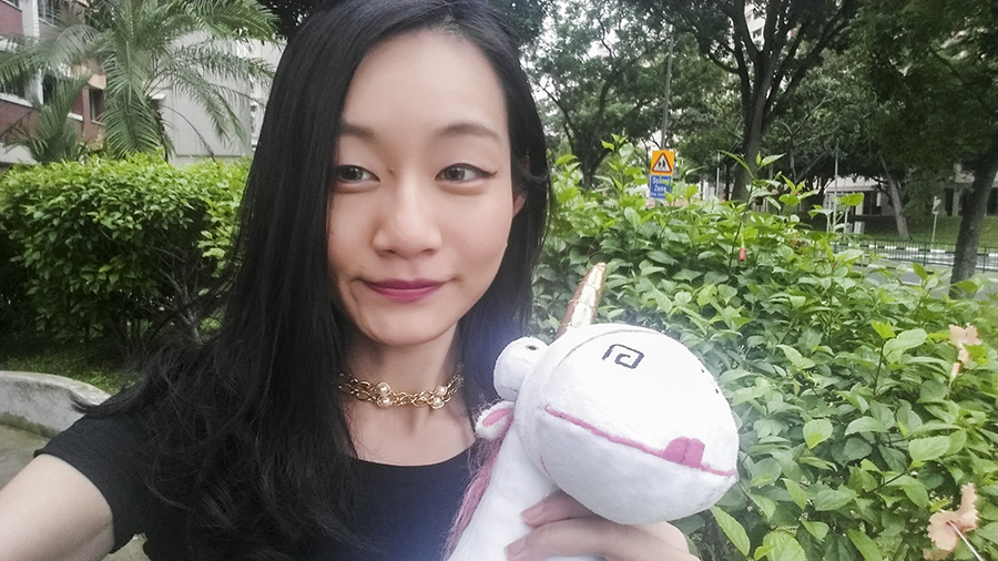 Selfie with my fluffy unicorn from Despicable Me.