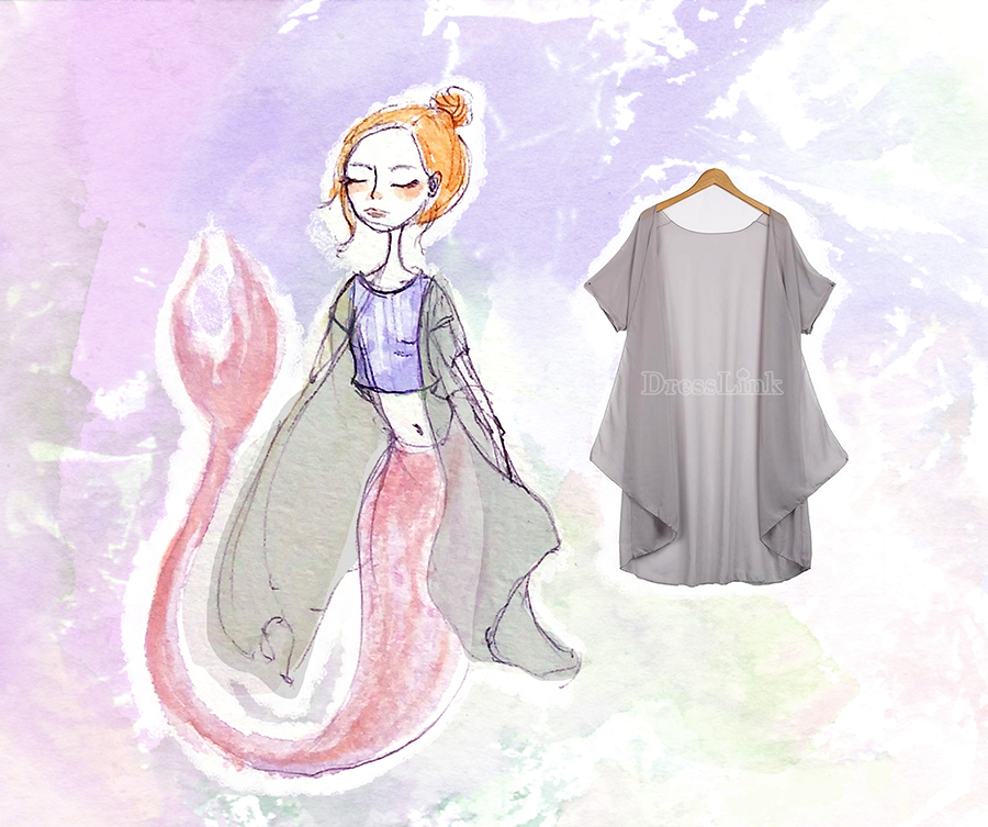 mermaid modeling dresslink chiffon long cardigan