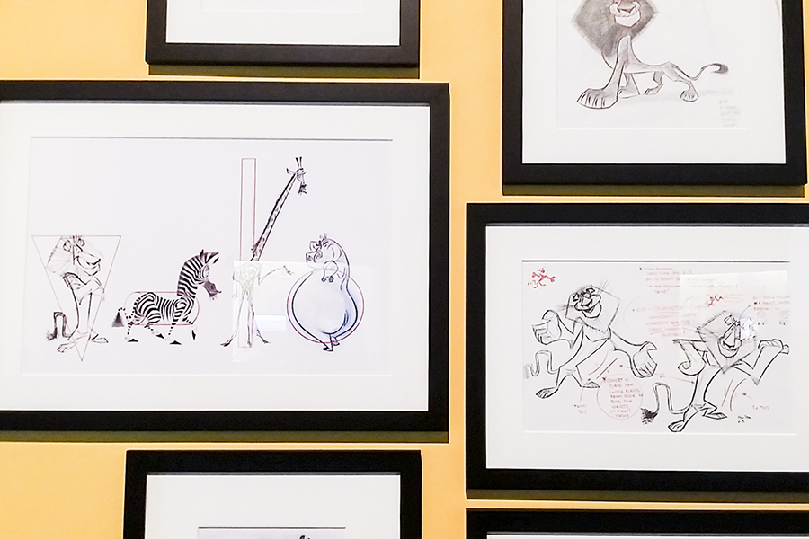 Concept sketches for Madagascar at the DreamWorks Animation: The Exhibition at the ArtScience Museum in Marina Bay Sands, Singapore.