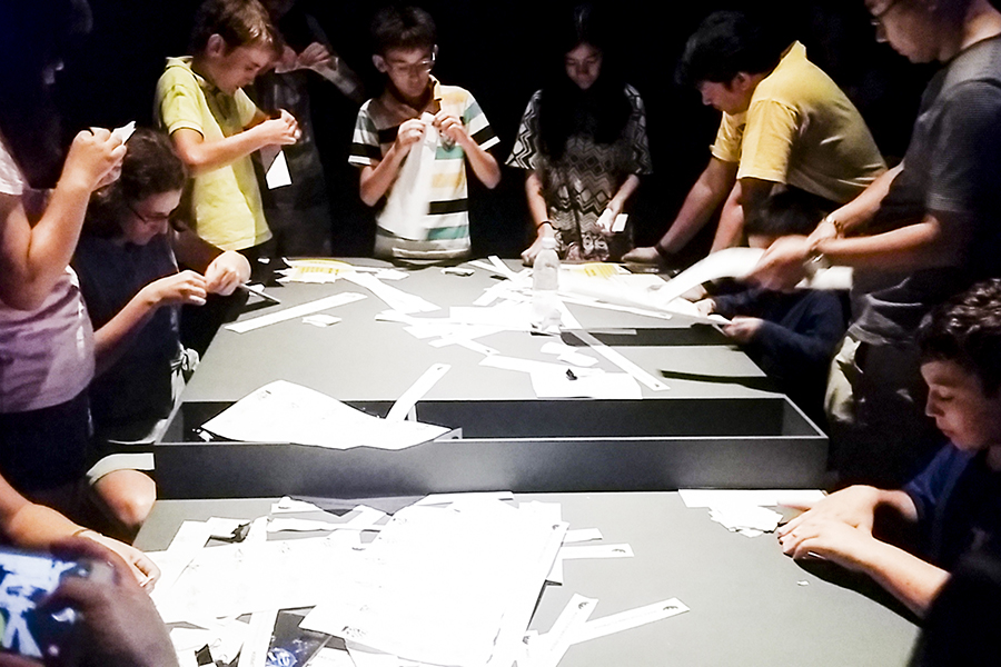 Activity booth for participants to make a stop motion flipbook at the DreamWorks Animation: The Exhibition at the ArtScience Museum in Marina Bay Sands, Singapore.
