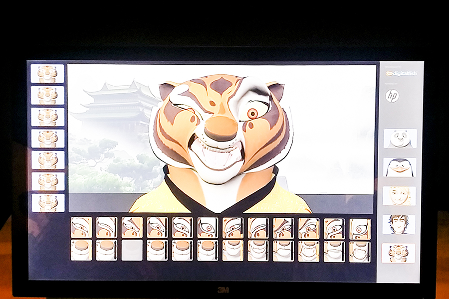 Facial poser interactive screen at the DreamWorks Animation: The Exhibition at the ArtScience Museum in Marina Bay Sands, Singapore.