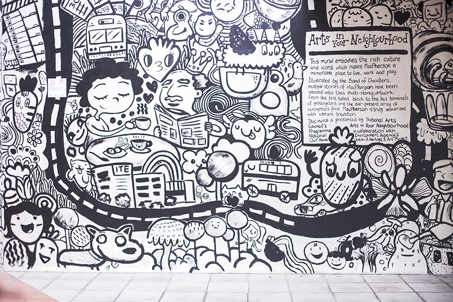 Band of Doodlers wall mural in Macpherson, Singapore.