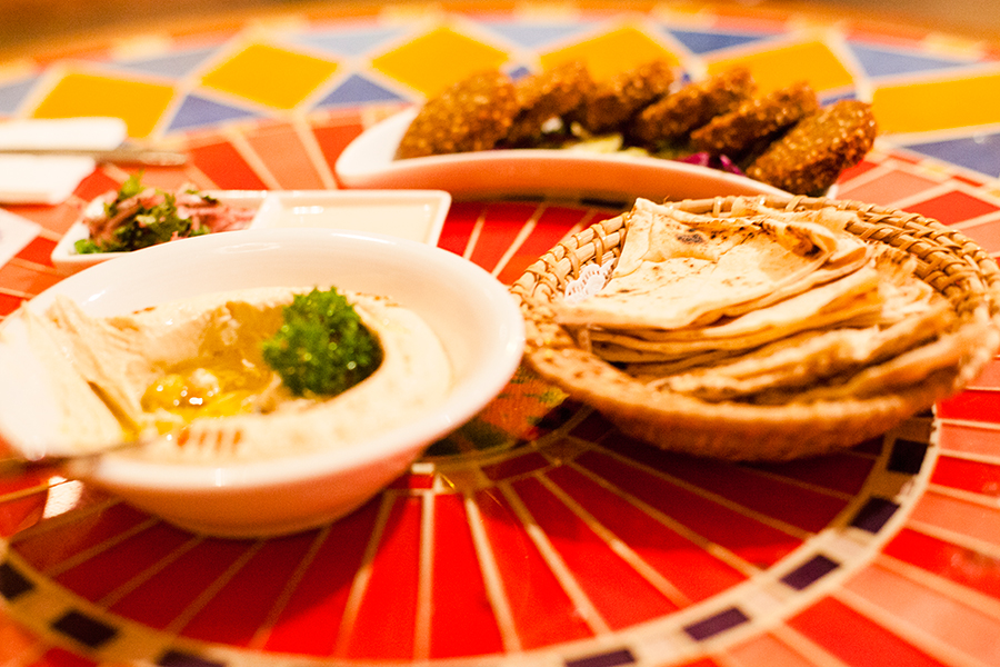 Hummus, Pita Bread, Falafel for dinner at Kazbar.