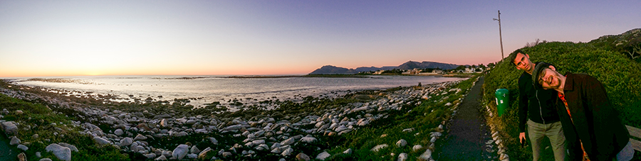Panoramic view of the sunset at Rocky Shores, Hout Bay, Cape Town, South Africa.
