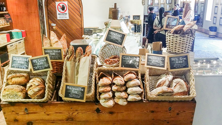Selection of bread at the wine tasting at Fairview Wine and Cheese, South Africa.
