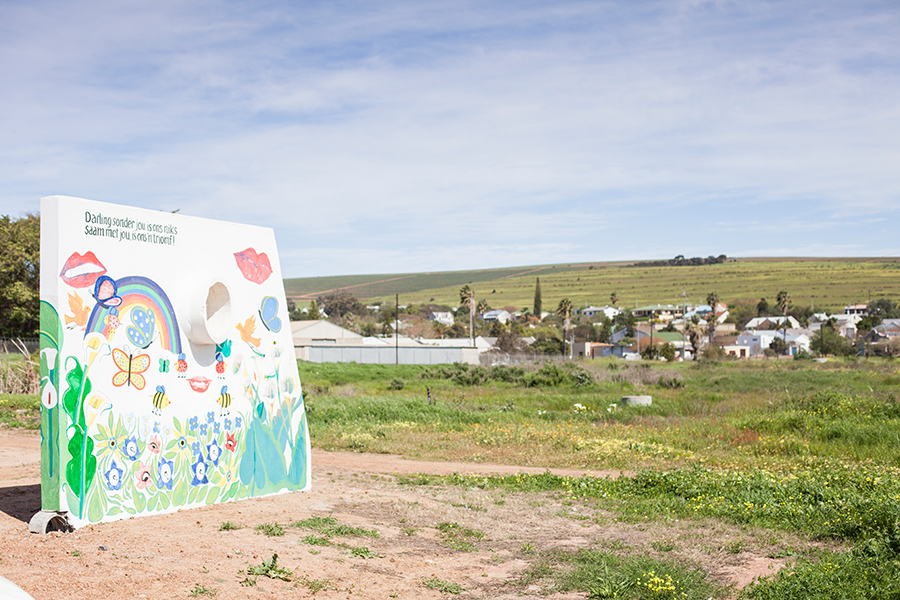 Colourful mural wall structure at Darling, South Africa.