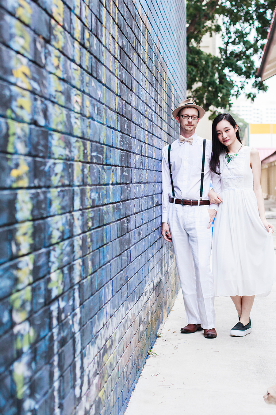 Couple in white fashion style.