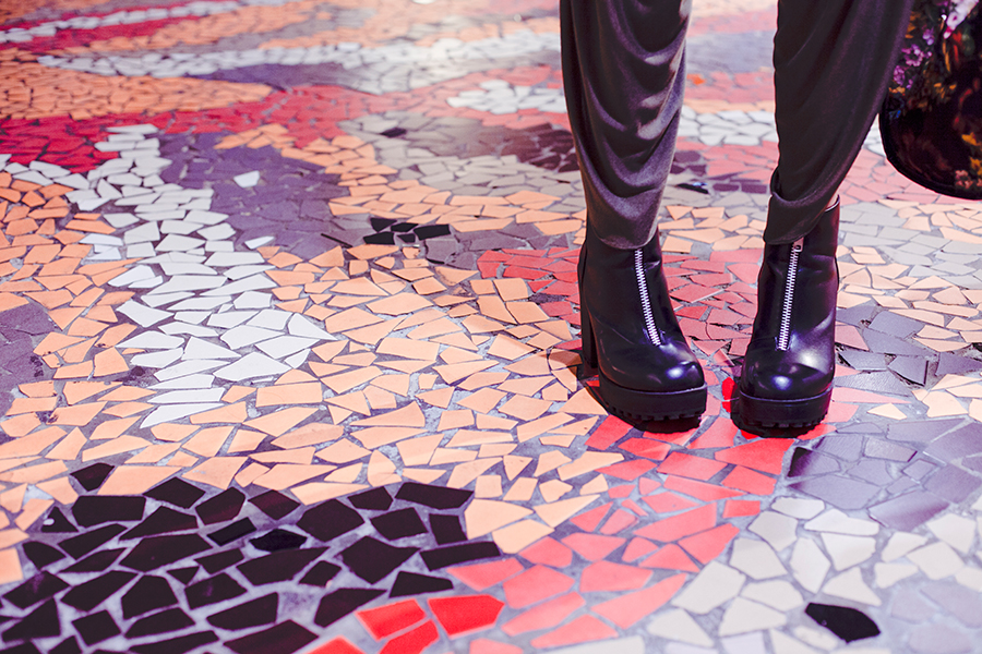 Rubi platform boots on mosaic.