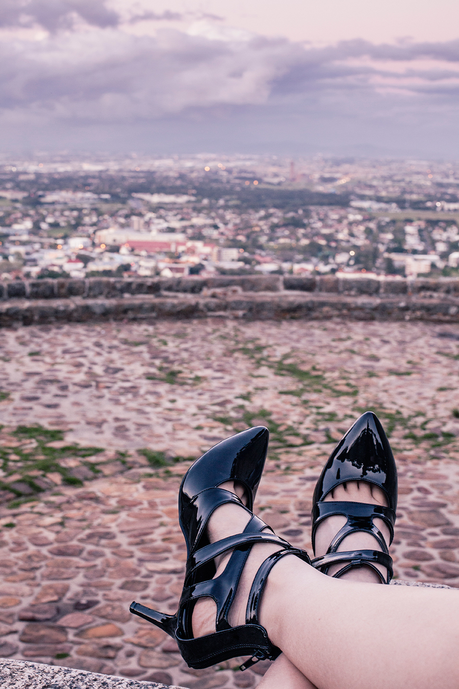 From where I sit featuring Sidewalk strappy heels overlooking Cape Town.