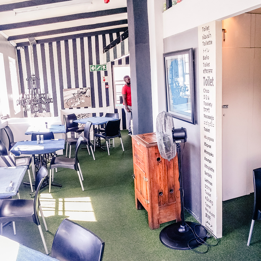 Second floor decor at International Restaurant Loco Lounge, Cape Town.