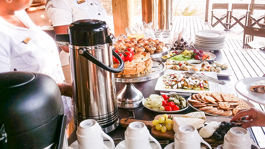 Lunch spread at Rhino Post Safari Lodge, Kruger National Park, South Africa.