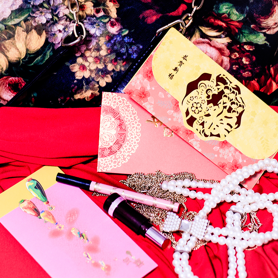 Red Packets for Year of the Monkey and gold accessories.