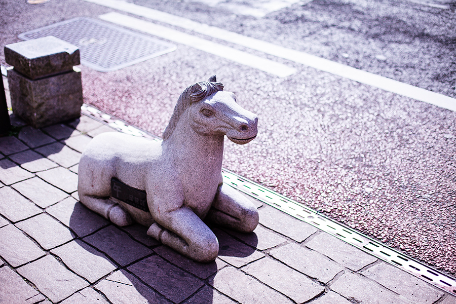 Weird horse sculpture at Omotesando at Narita, Chiba, Japan