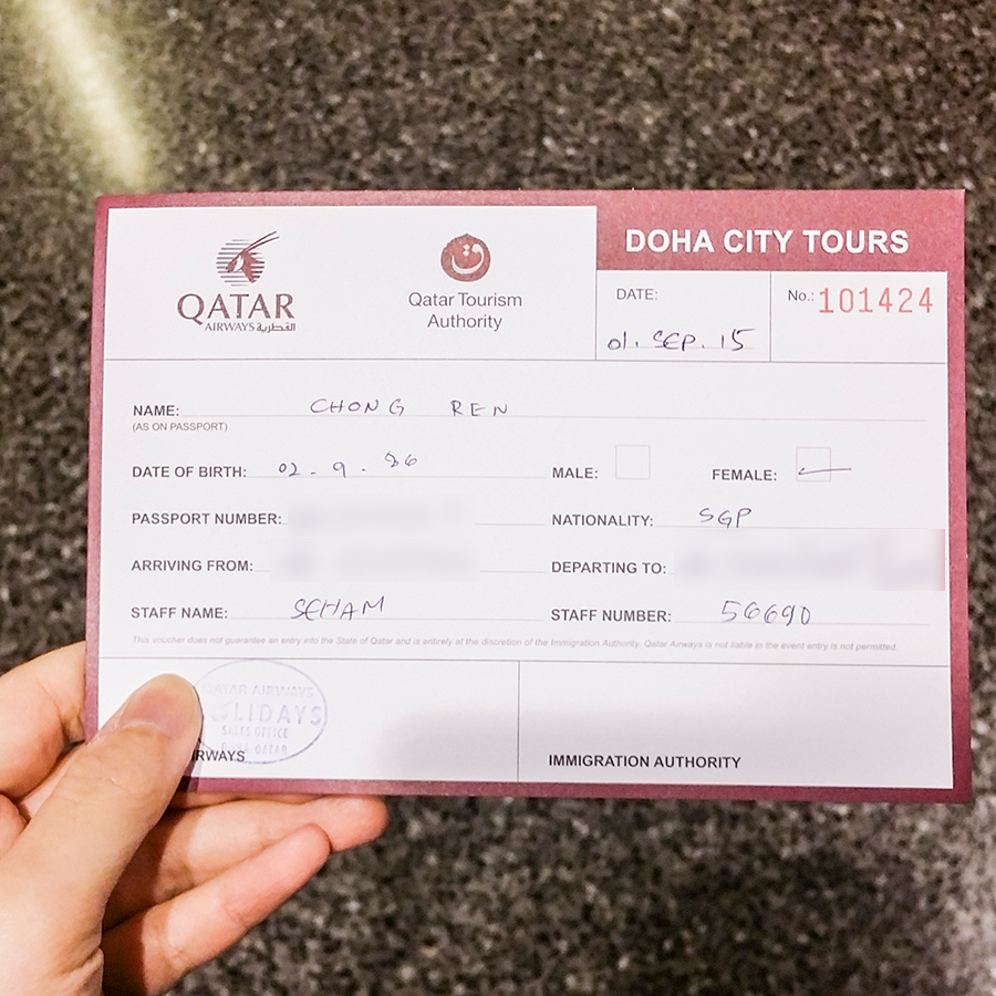 Ticket for the Doha City Tour from a layover at Hamad International Airport at Doha, Qatar.