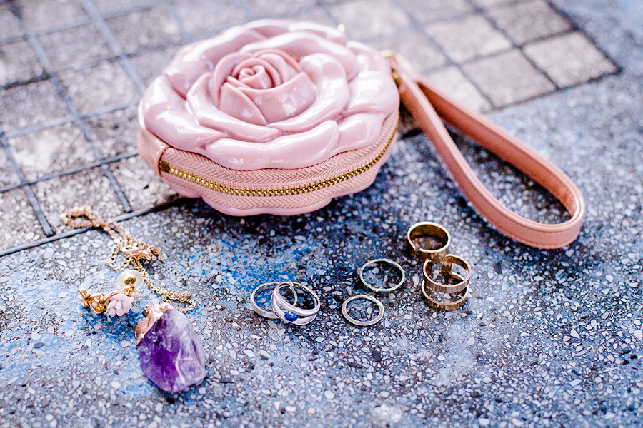 Jewelry on a stone table.