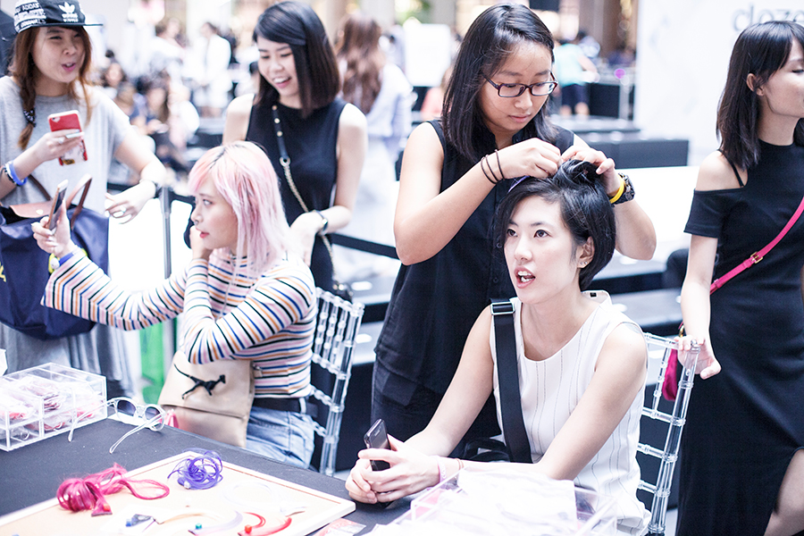 Colourful hair extensions at Clozette Style Party 2016 in Suntec City. #ClozetteStyleParty