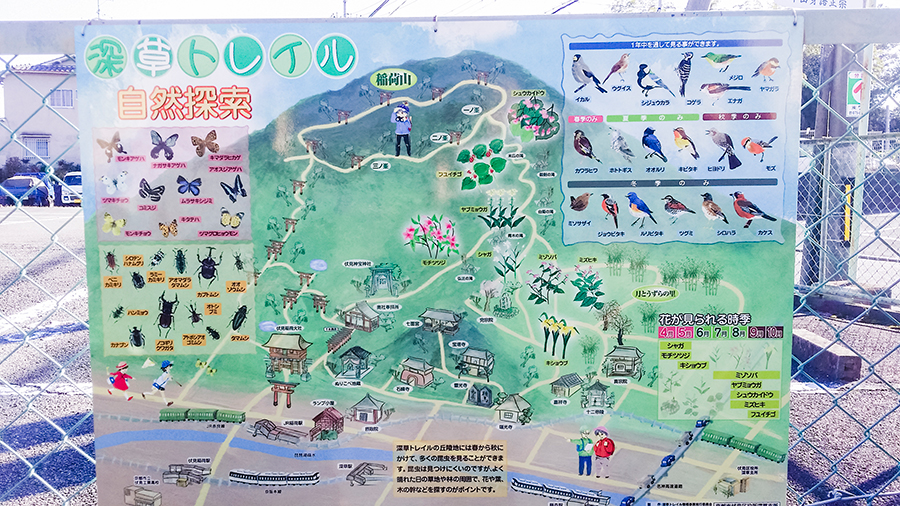 Nature trail map at Fushimi Inari, Kyoto Japan.