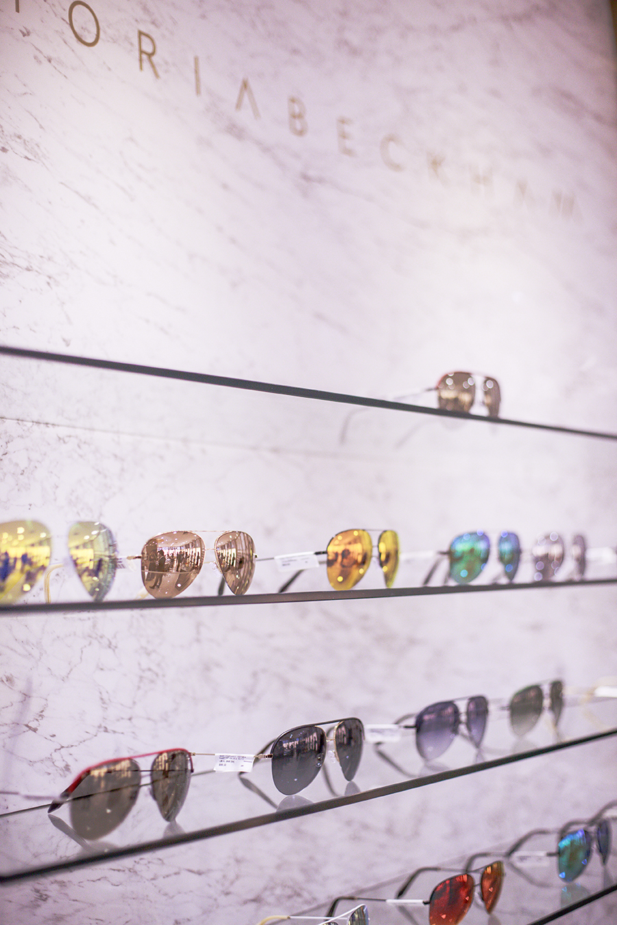 Victoria Beckham sunglasses display at the Her World x Optic Butler Event, Paragon, Singapore.