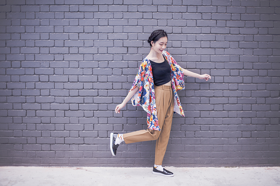 japan yukata kimono inspired casual pants style summer outfit.