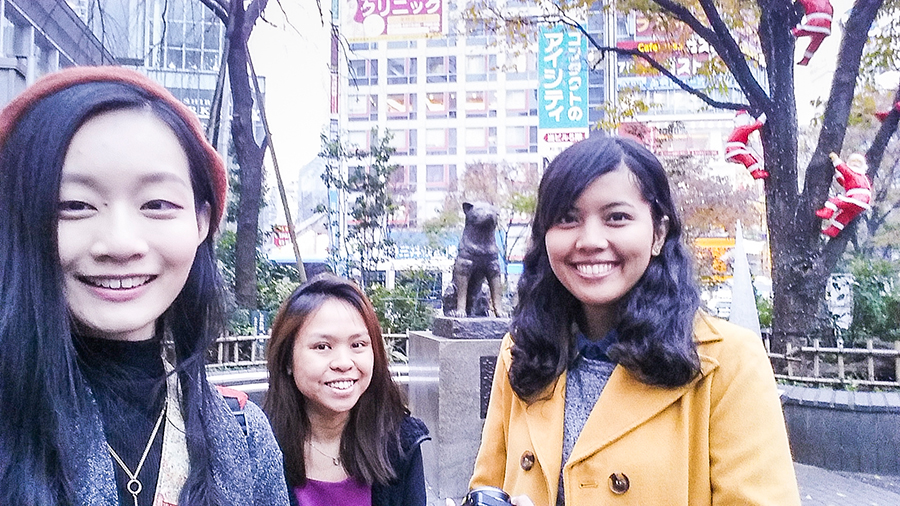 Selfie with Hachiko in Shibuya.