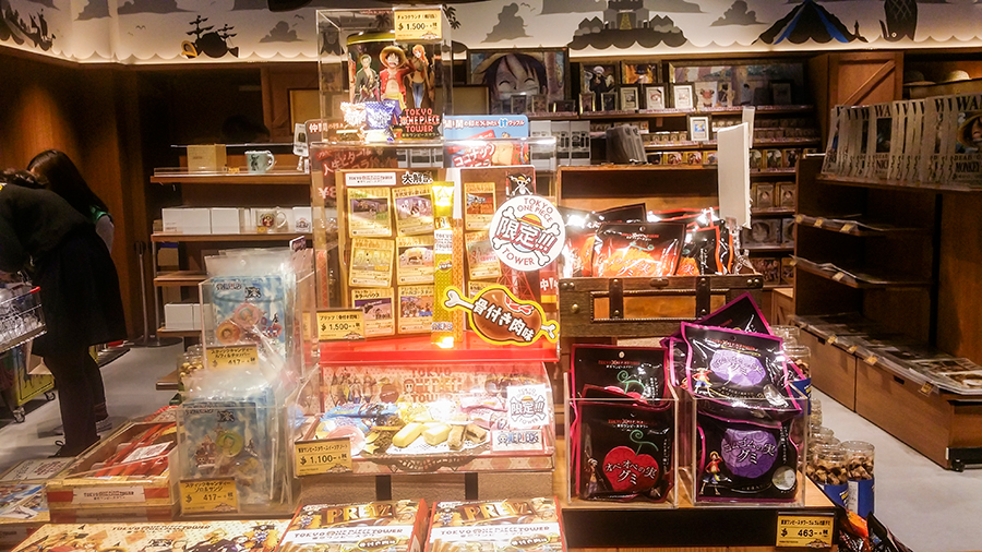 Merchandise at the Mugiwara Store at One Piece Tower, Tokyo Tower Japan.