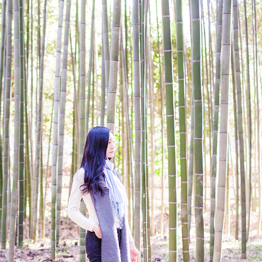 Portrait among bamboo at Arashiyama, Kyoto, Japan.
