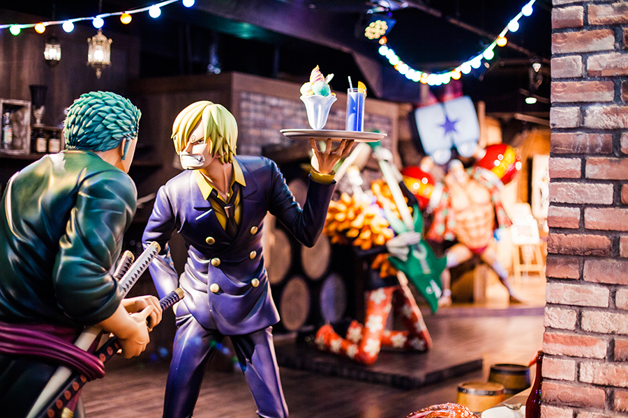 Sanji and Zoro going at it at One Piece Tower, Tokyo Tower Japan.