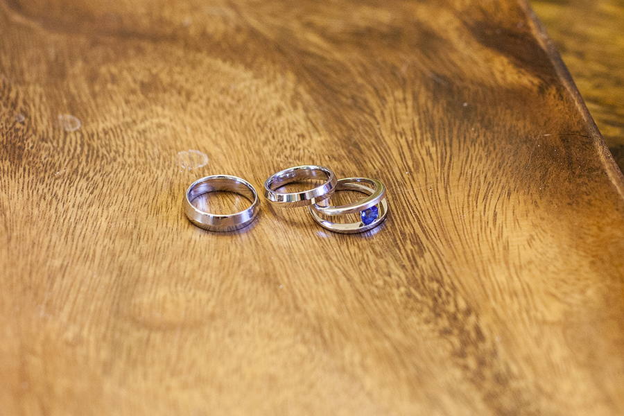 Simple wedding bands with knife edge from Schmidt's Jewelry.