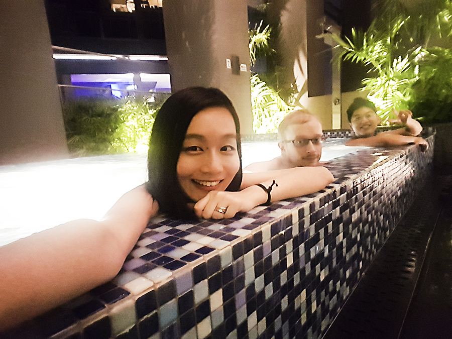 Chilling at a jets pool at Skysuites @ Anson, Singapore.