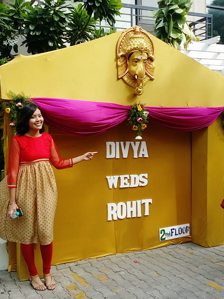Divya weds Rohit banner at New Woodlands Hotel, Chennai India.