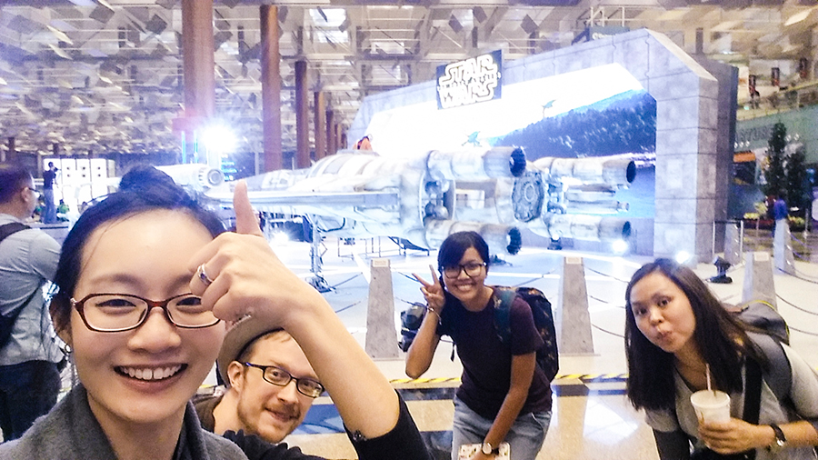 Wefie with Star Wars exhibit at Singapore Changi Airport,