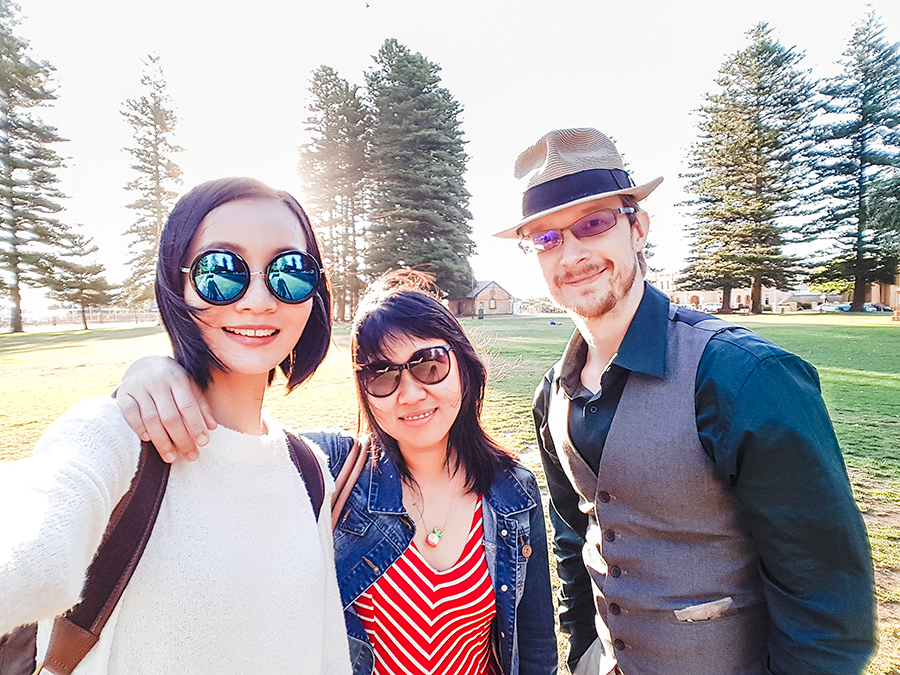 Sunset selfie with Kooling and Ottie at Fremantle Perth Australia.