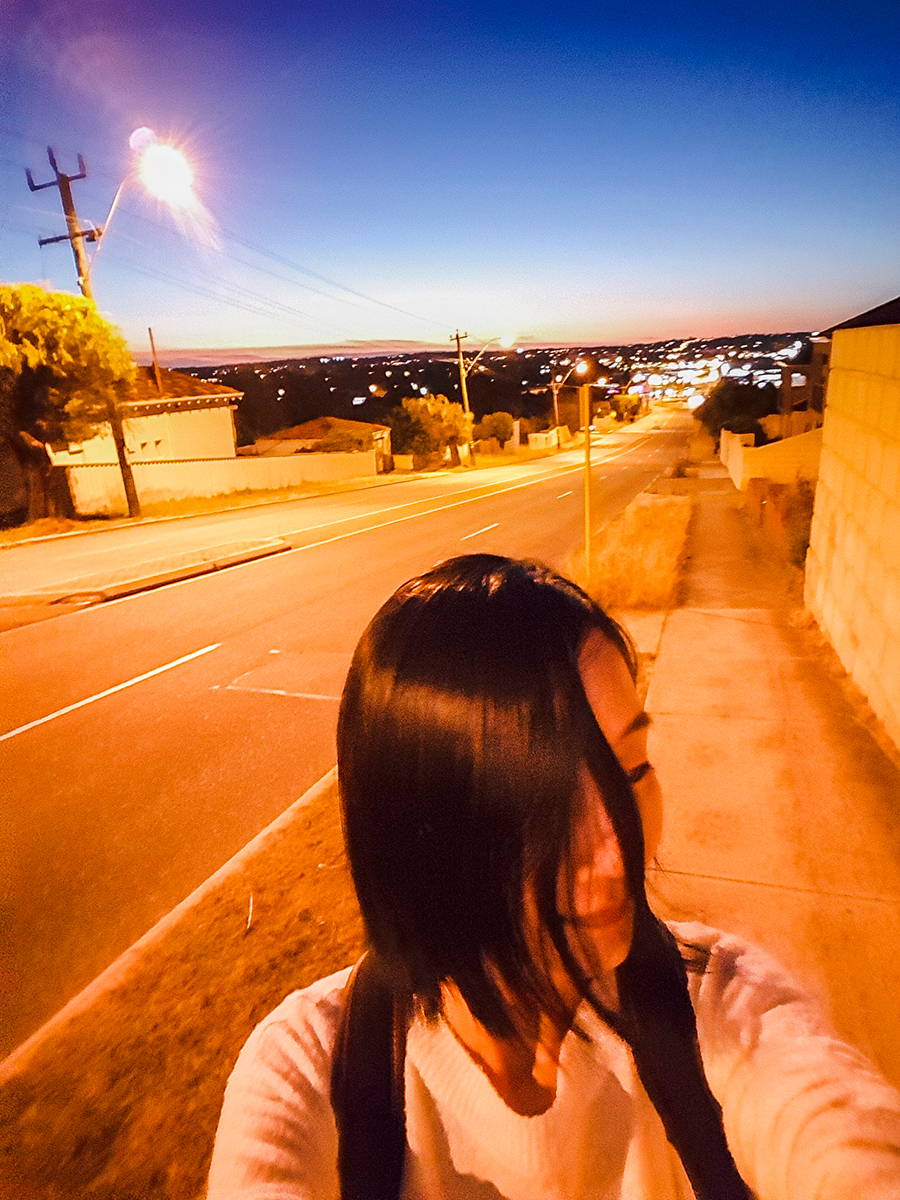 Selfie in front of a beautiful dusk sky in Perth Australia.