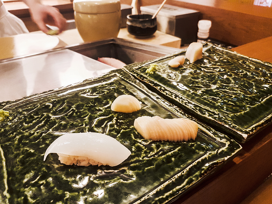 Squid with calamansi and rock salt from Peru in Makoto Sushi.