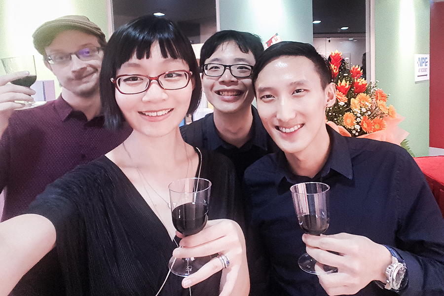 Wefie with Daryl Goh, YX, and Ottie at NPE Art Residency: Folds of Mind.