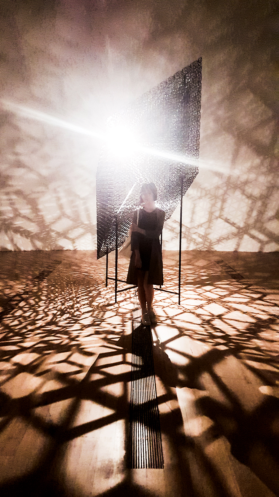 Light and shadow room at the The Universe and Art: An Artistic Voyage Through Space exhibition, ArtScience Museum Singapore.
