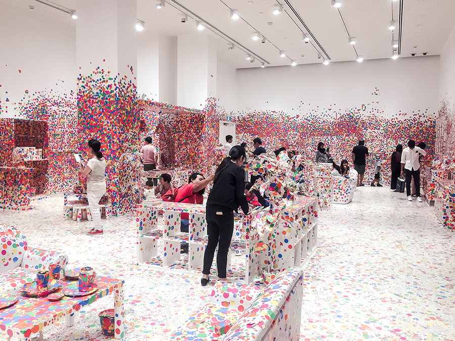 The Obliteration Room by Yayoi Kusama for the Children's Biennale at National Gallery Singapore.