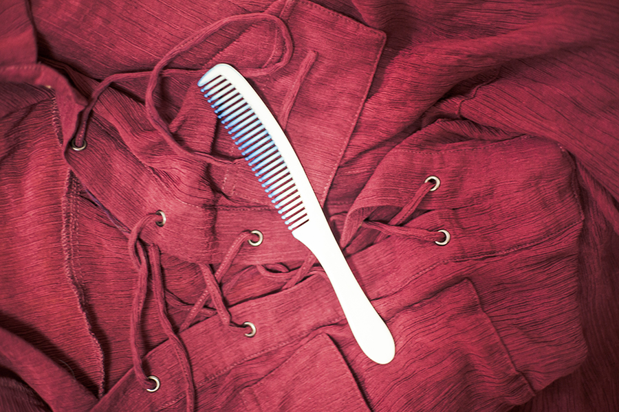 Blue-stained comb.