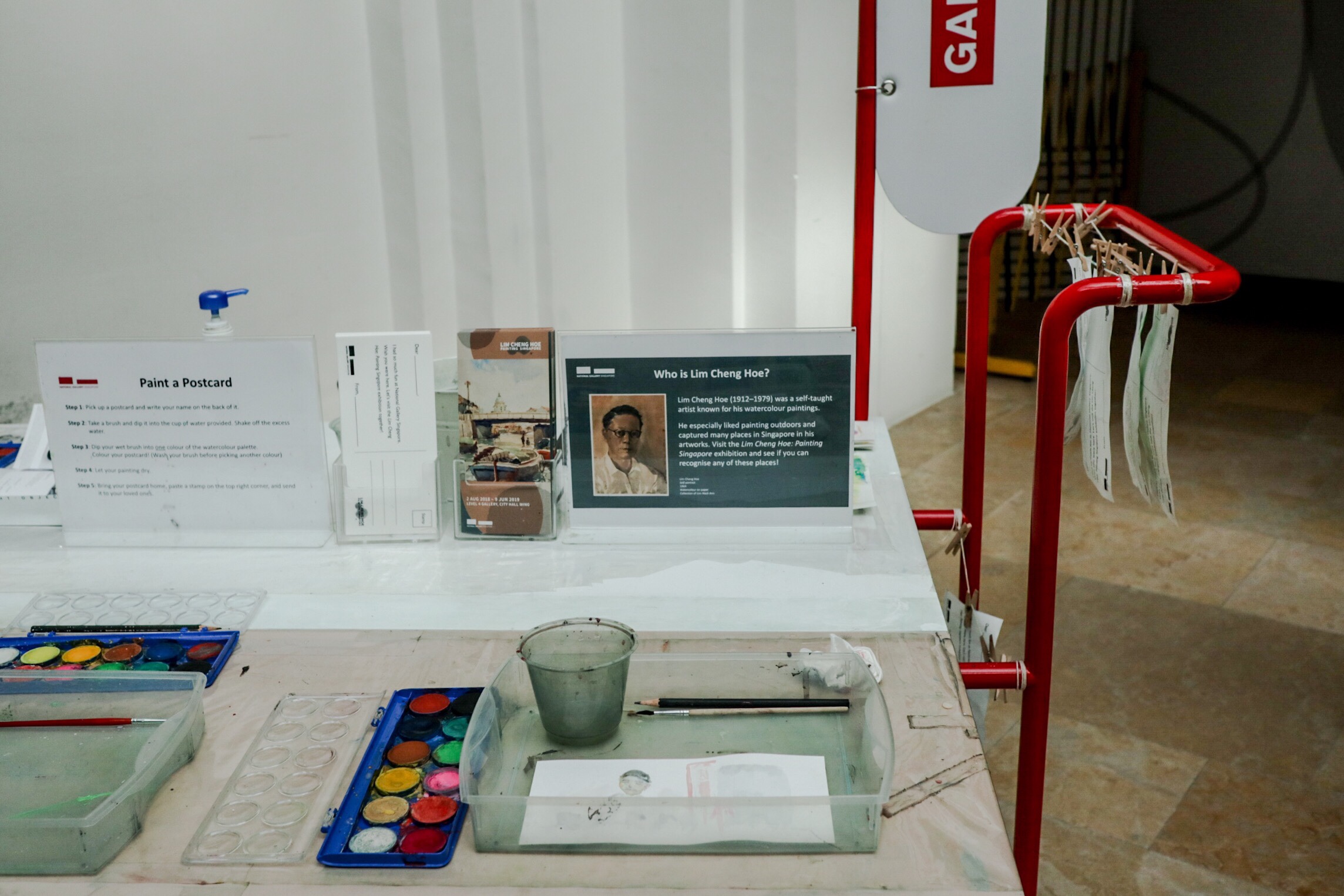 Lim Cheng Hoe watercolour activity booth at the National Gallery Singapore.