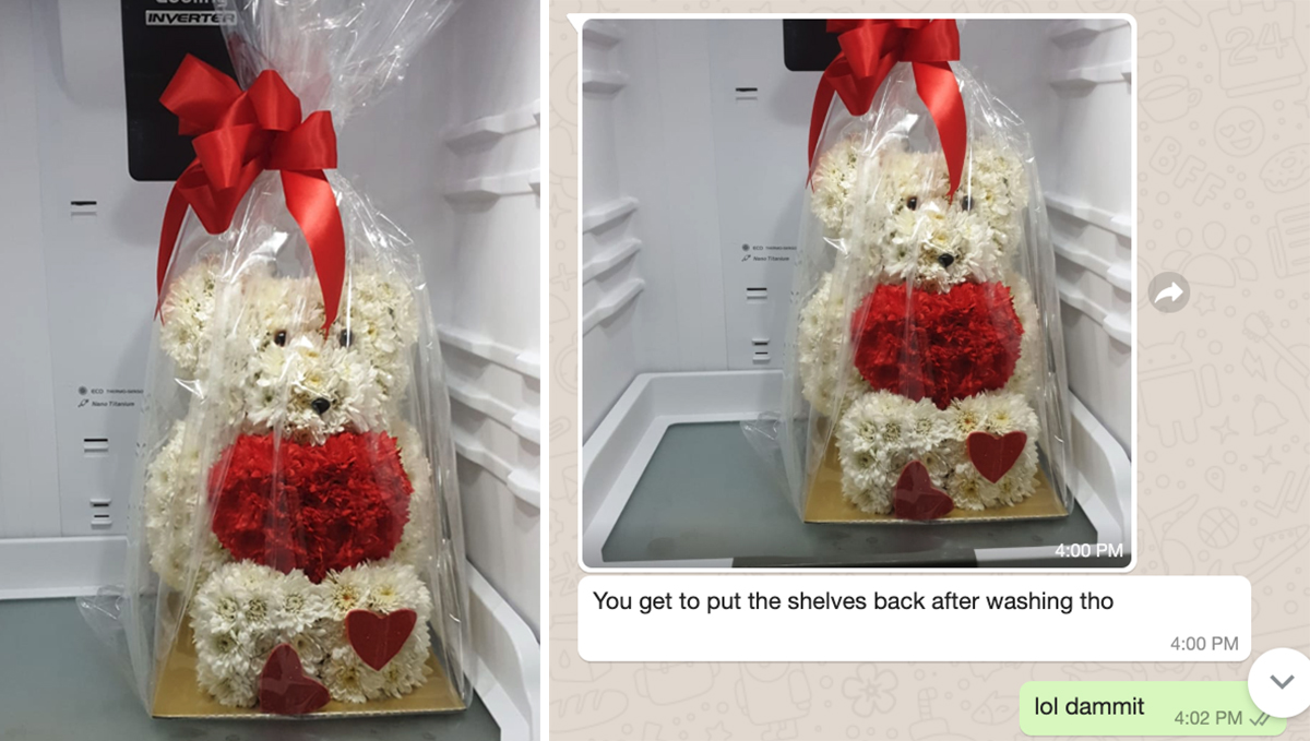 Mr Crush Teddy Bear Bouquet in Fridge