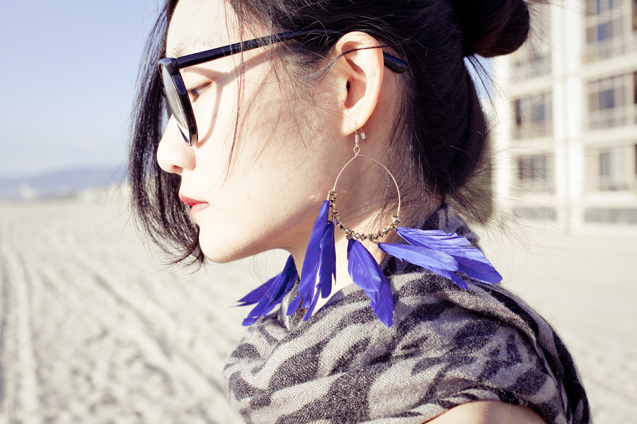 Close-up of Ren's romper outfit at Marina Del Rey beach.