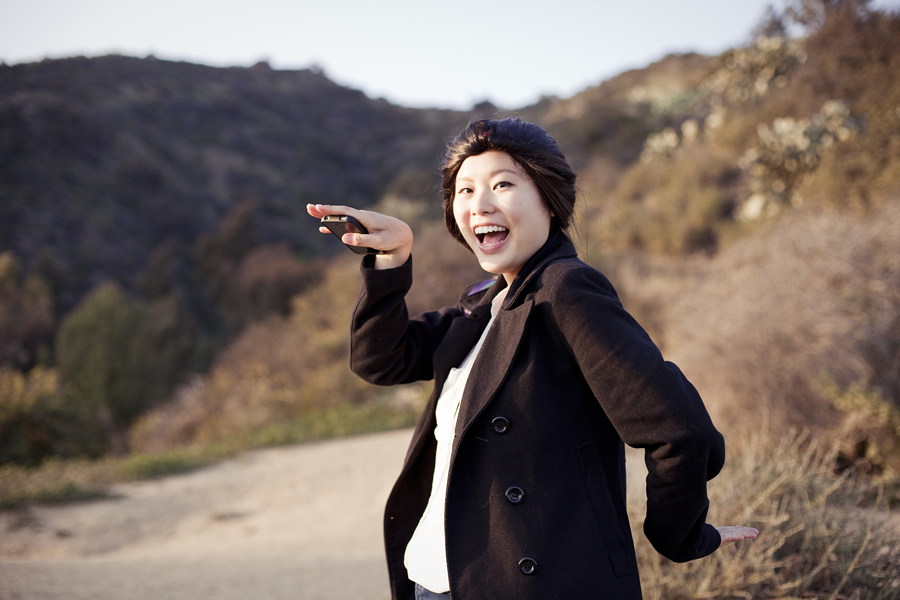 Deb featuring her exotic turban hairstyle atop Runyon Canyon Park in Hollywood, Los Angeles.